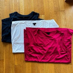 All Three J Jill Tanks - Deep Blue (cotton Pima) White & Berry (rayon & spandex)
